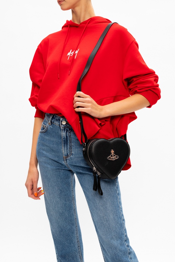 Vivienne Westwood Heart Shaped Croco Style Shoulder Bag BLACK gift hand bag
