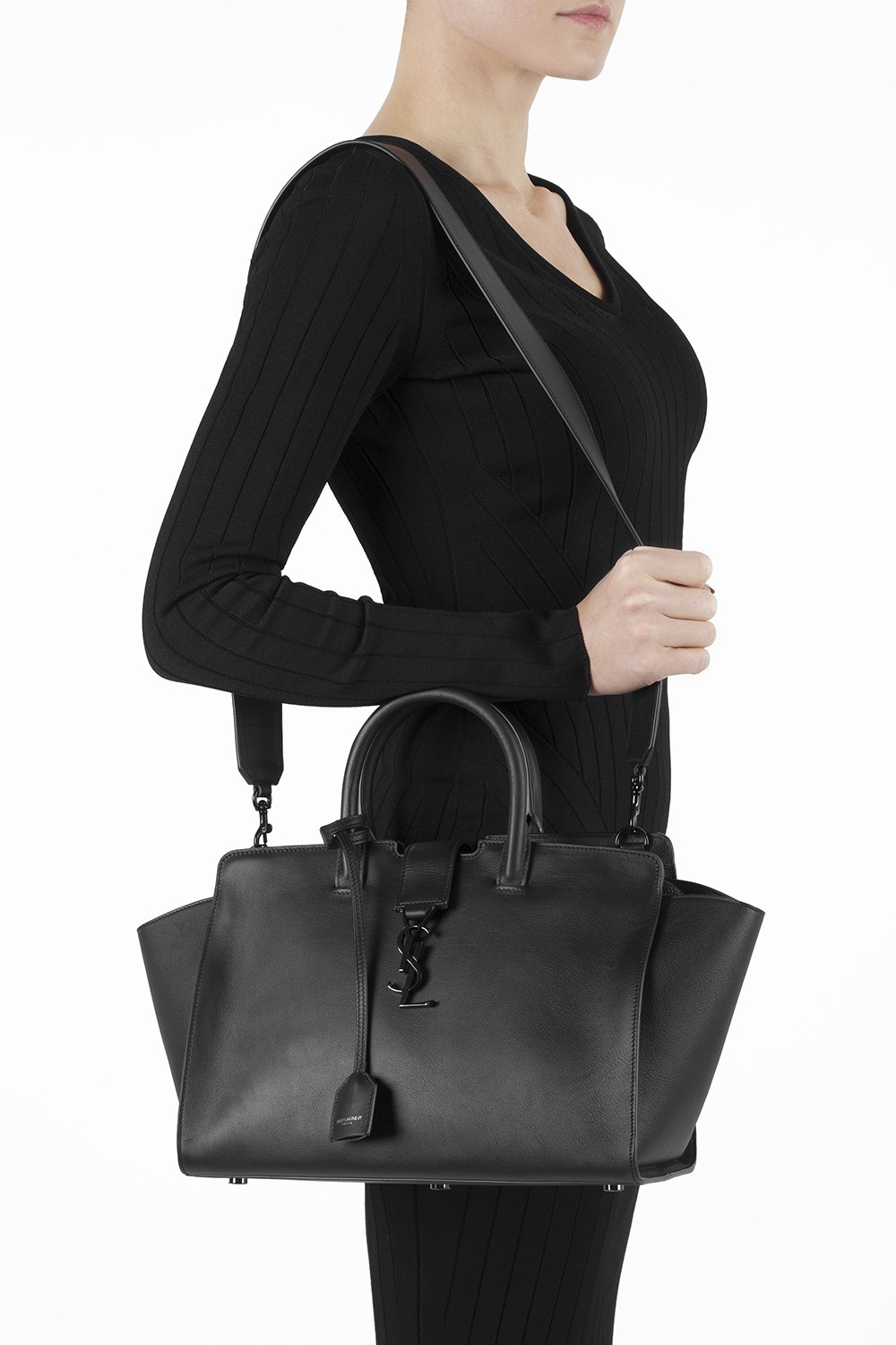 Saint Laurent Small Monogram Downtown Cabas Bag - Black Handle Bags,  Handbags - SNT257198