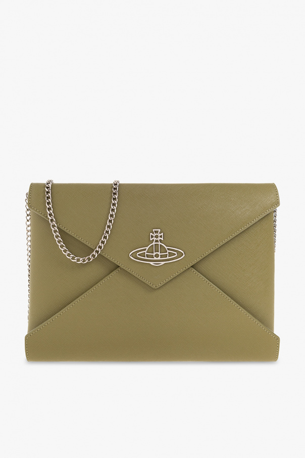 Vivienne Westwood black Saffiano Orb Envelope Clutch Bag