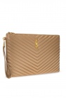Saint Laurent beige ‘Monogram’ quilted clutch