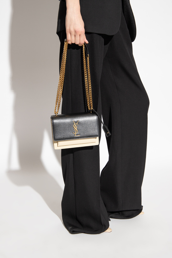 Medium Saint Laurent Sunset Bag - Black and Gold Styled with Black Vivienne  Westwood Dress 