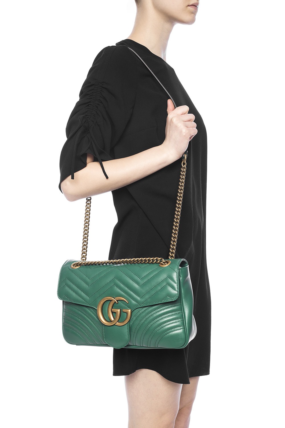 GUCCI GG Marmont Small Shoulder Bag Emerald Green