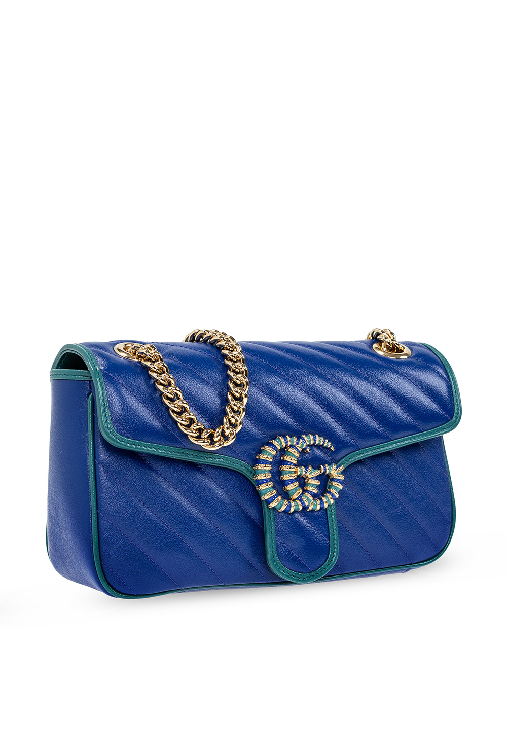 Gucci 'Borsa Gucci in velluto marrone blu e arancione e pelle marrone