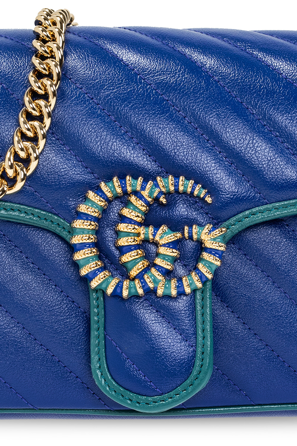 Gucci 'Borsa Gucci in velluto marrone blu e arancione e pelle marrone