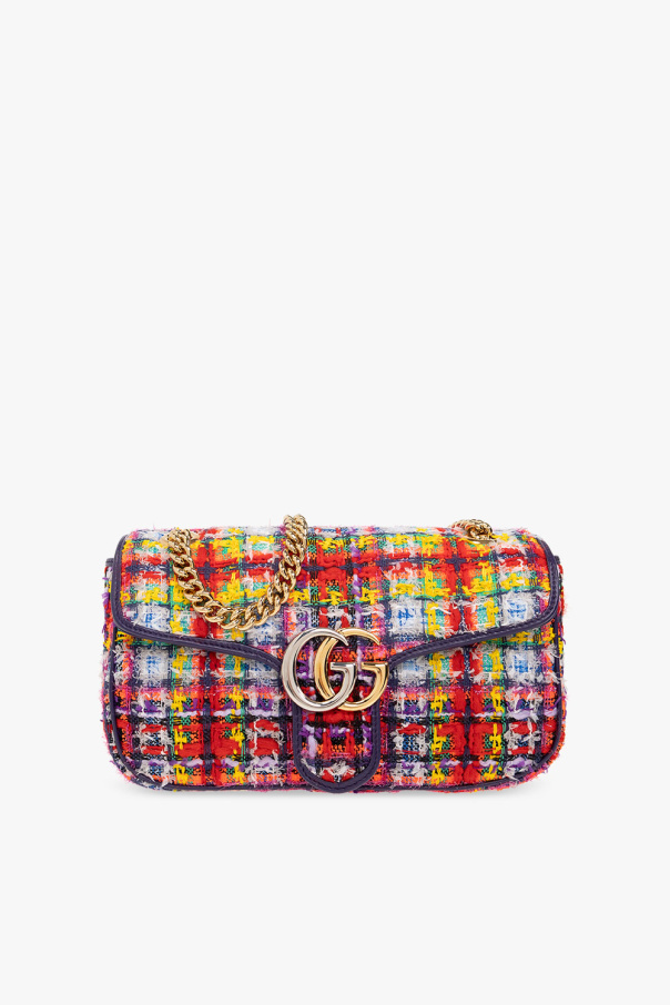 Gucci floral ‘GG Marmont 2.0’ tweed shoulder bag