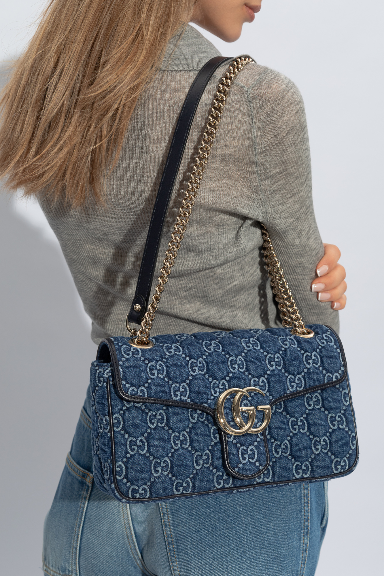 Gucci ‘Gucci Silver & Black Large Interlocking G Ring’ Shoulder Bag