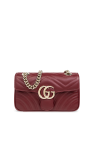 Gucci BURGUNDY Quilted shoulder bag 'GG Marmont Mini'