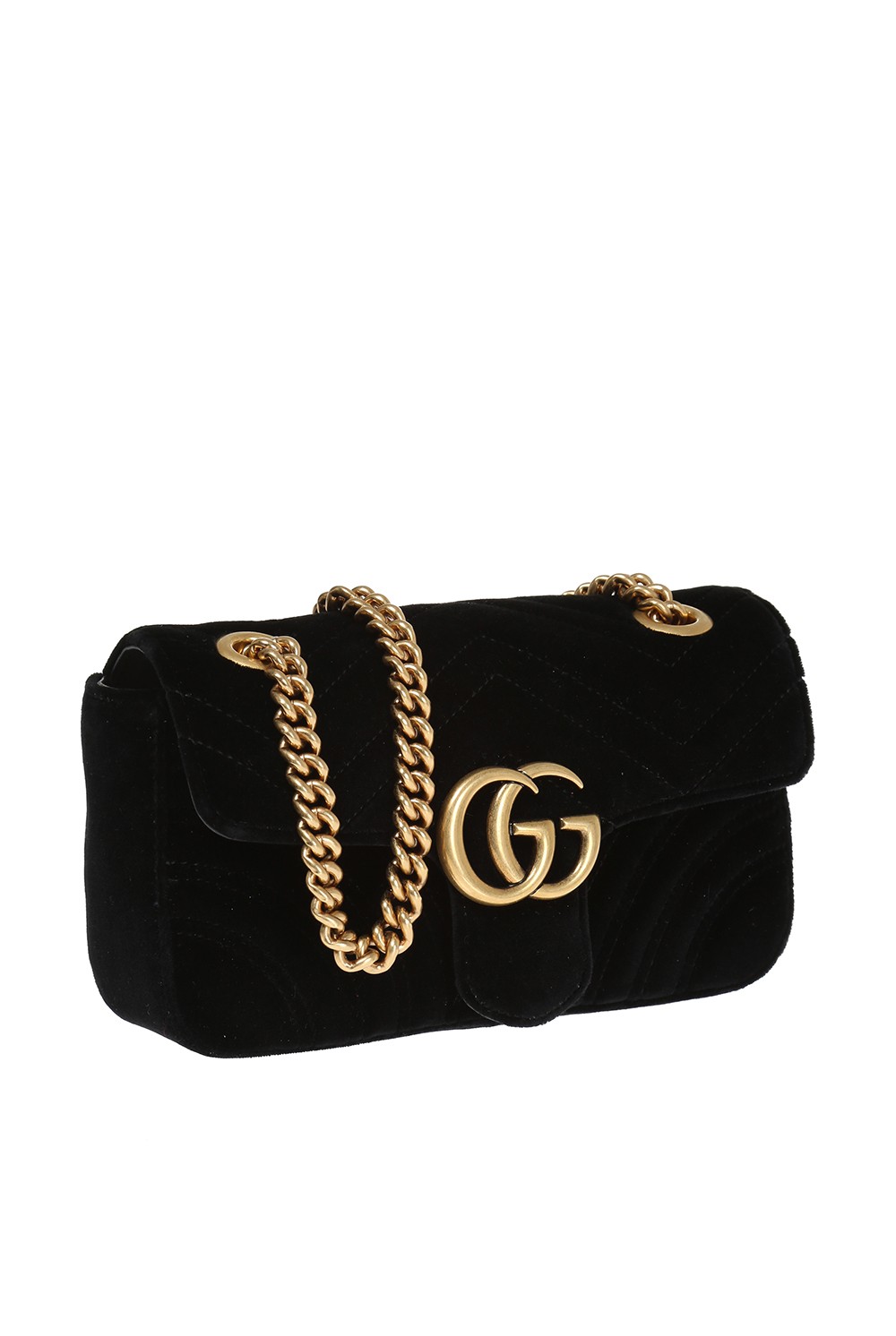 gucci gg marmont mini black velvet shoulder bag