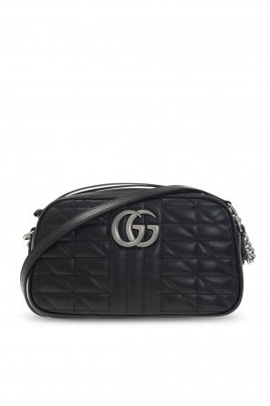 Gucci Bardot bag worn on the shoulder or carried in the hand in black canvas and black leather