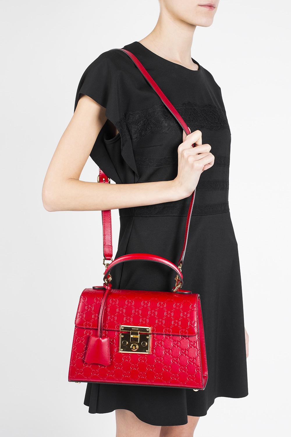 Red Guccissima Leather Padlock Bag Small