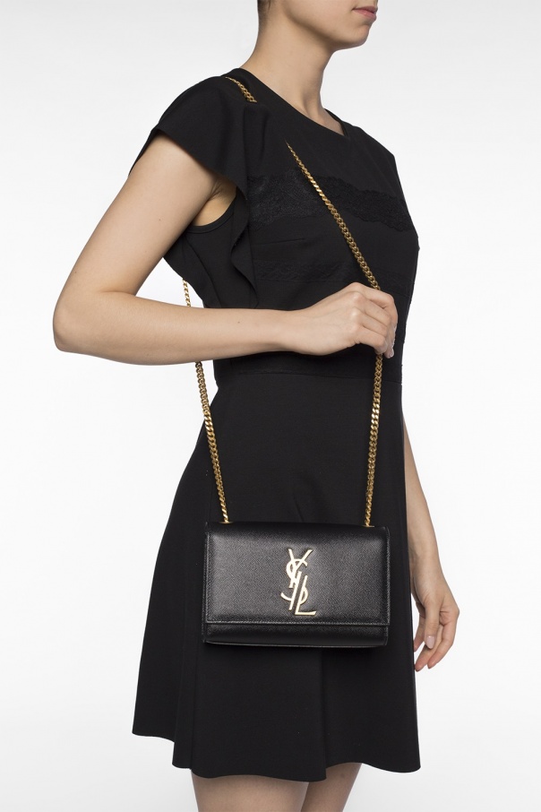 Saint Laurent Womens Black Kate Small Leather Shoulder Bag