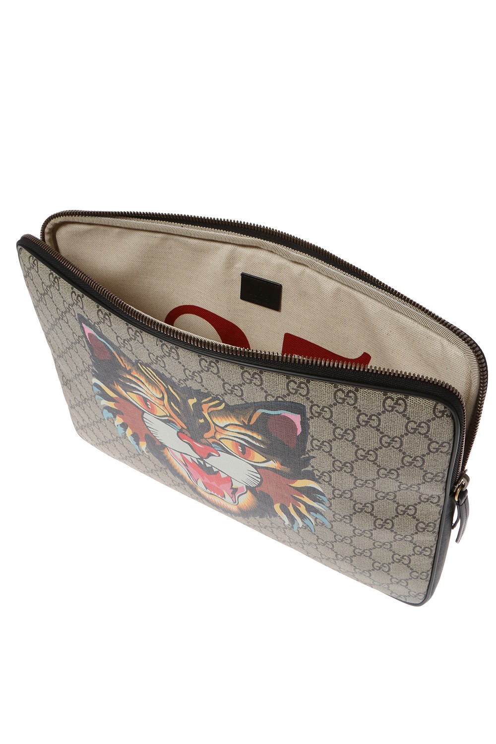 Gucci BROWN 'GG Supreme' canvas laptop case 473884