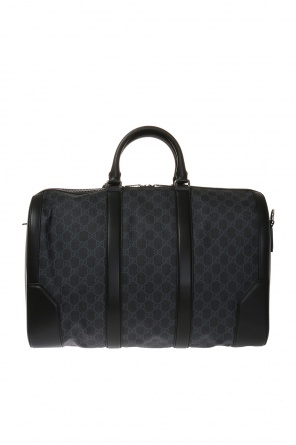 Gucci feather-trim ‘GG Supreme’ holdall bag