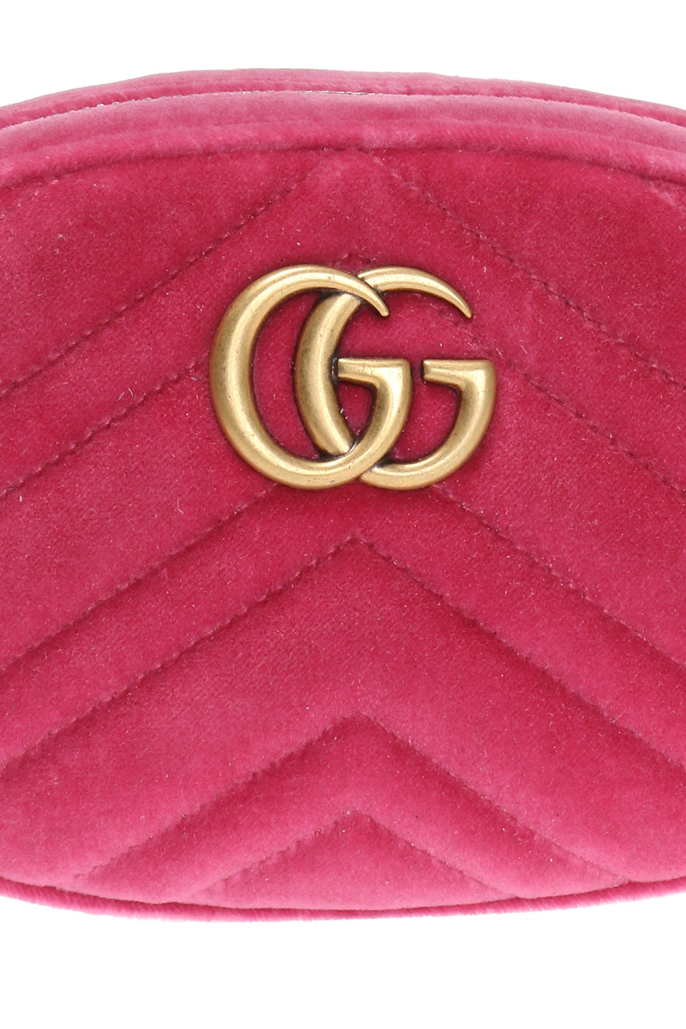 Gucci GG Marmont Matelasse Velvet Small Pink in Velvet with Gold