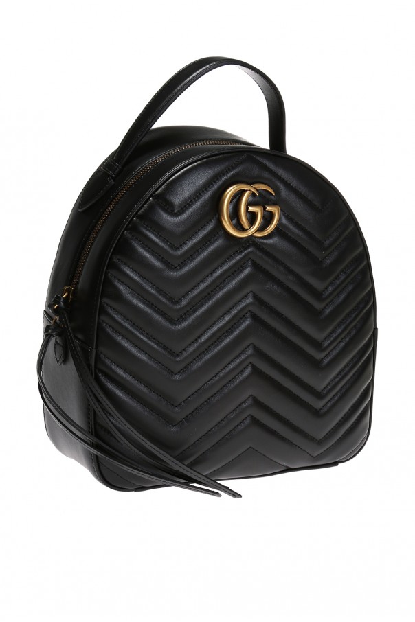 GUCCI GG Marmont Rucksack Chevron Leather Backpack Bag Pink 476671 - F