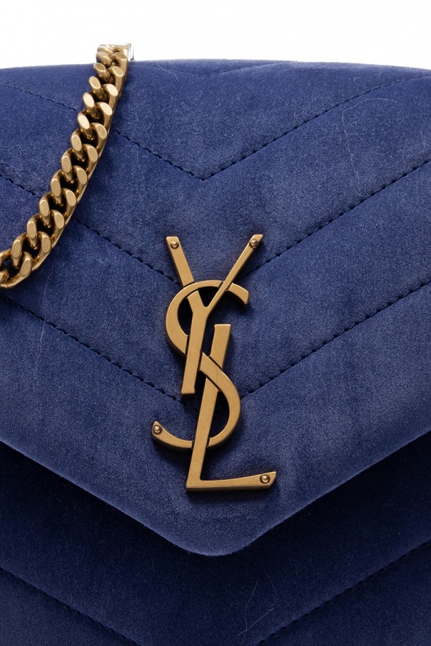 YSL Mini Lou Lou Velvet shoulder bag in Suede in Blue