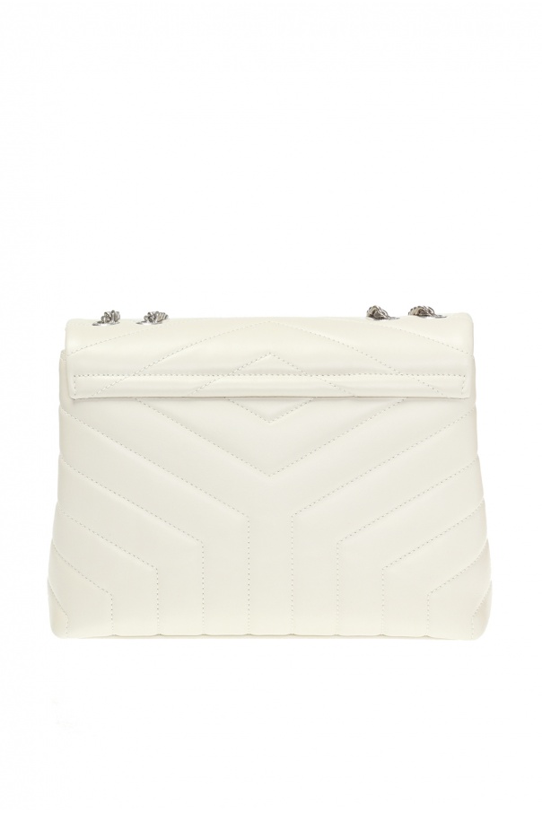 Saint Laurent Small Loulou Leather Shoulder Bag White