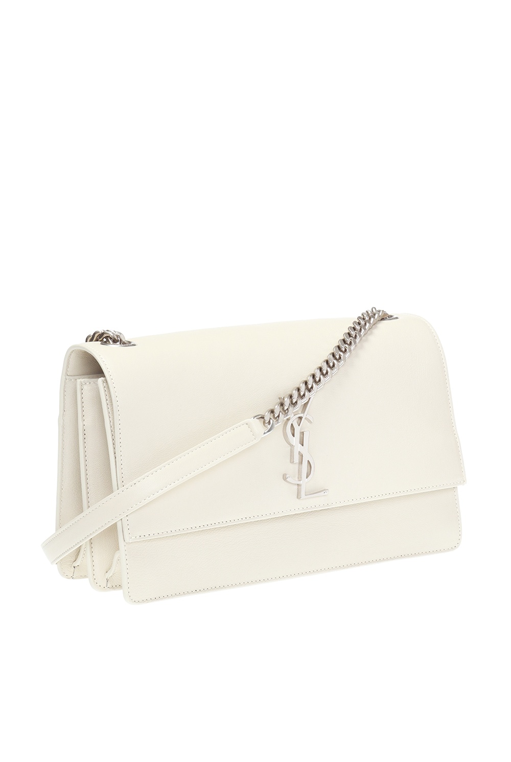 Saint Laurent Off-white Medium Sunset Shoulder Bag In 9207 Cream