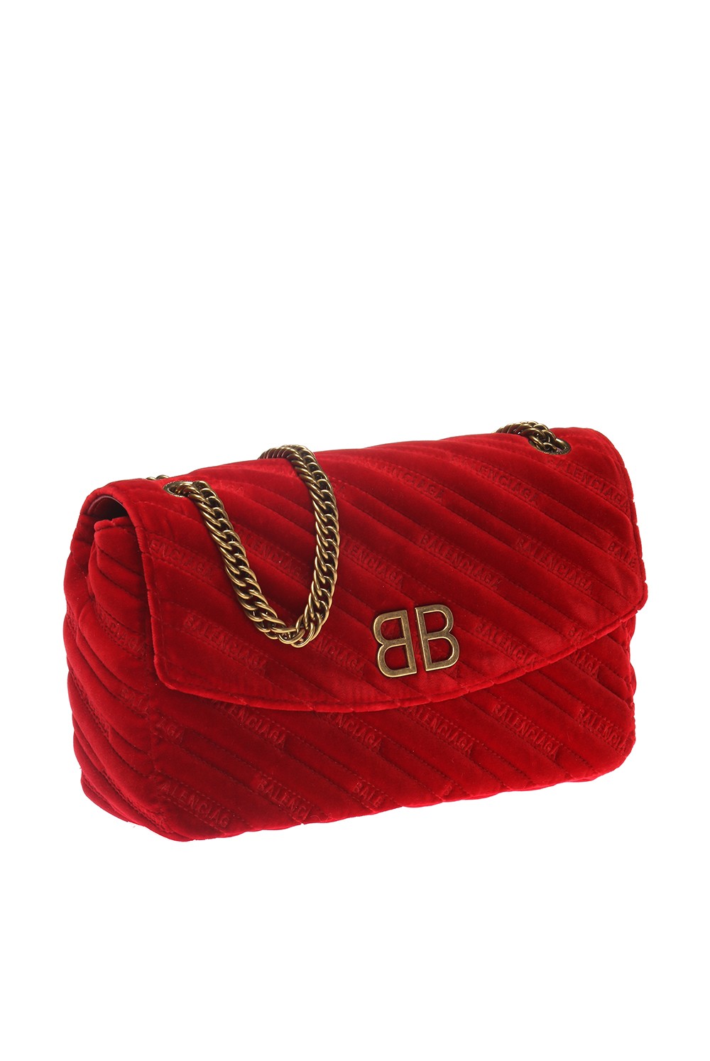 Balenciaga Red Velvet BB Chain Crossbody Bag