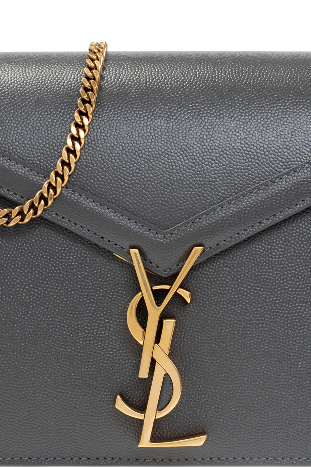 Saint Laurent Cassandra Brand-plaque Leather Shoulder Bag in Gray