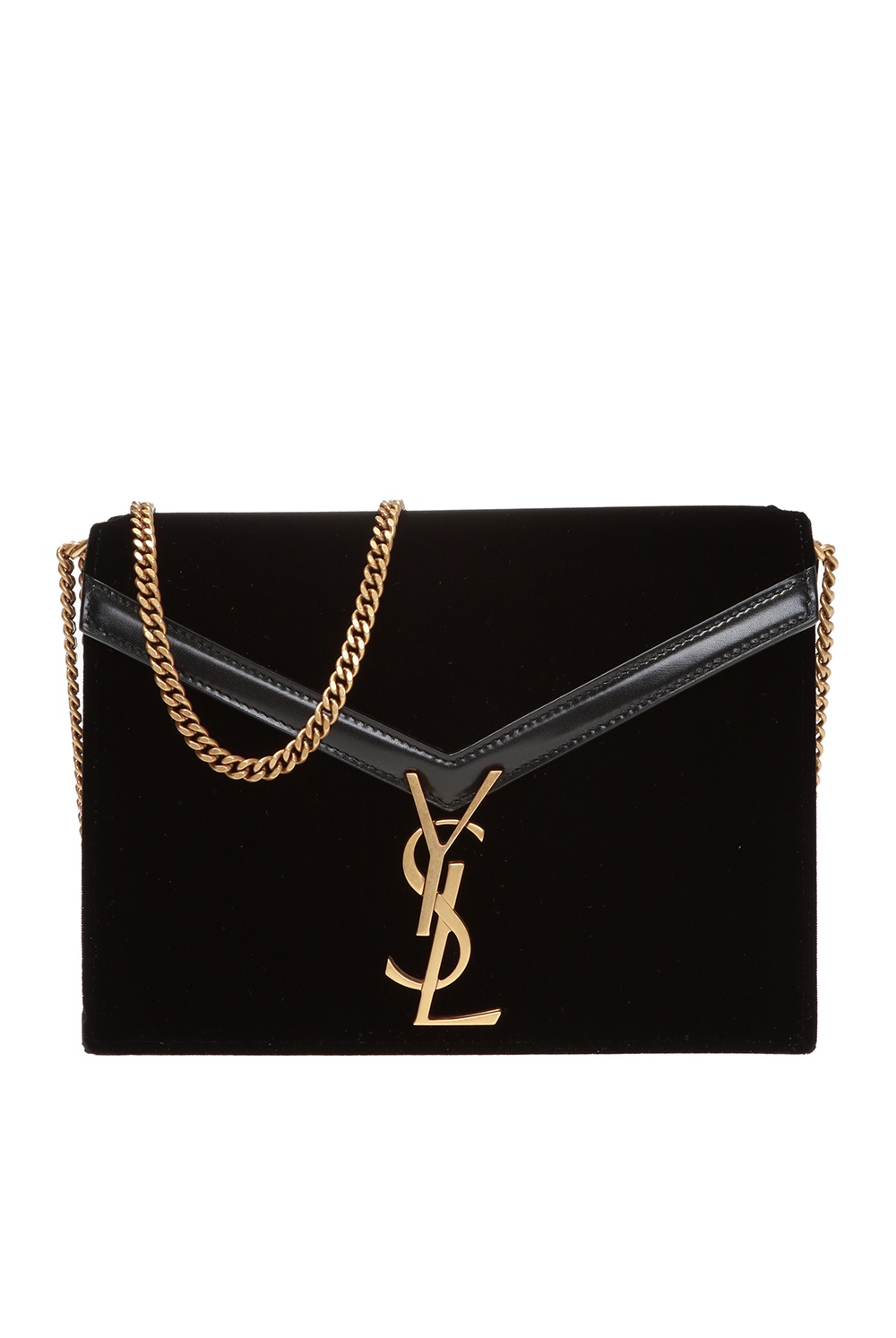 SAINT LAURENT CASSANDRA WALLET ON CHAIN VELVET BLACK NEW SEASON