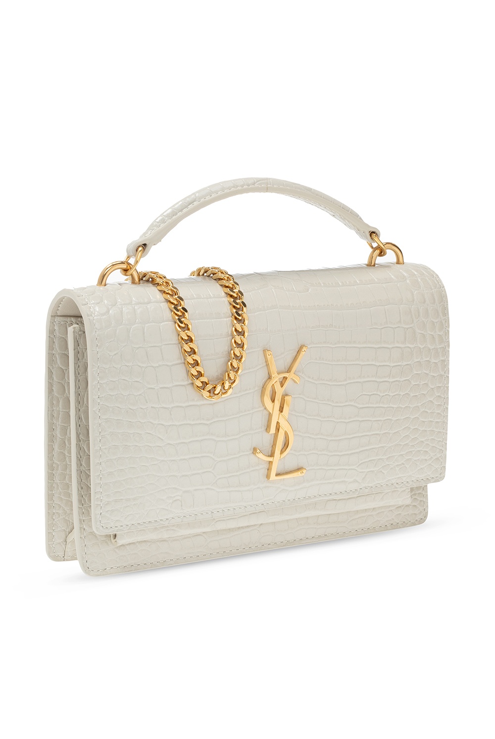 Saint Laurent Off-white Medium Sunset Shoulder Bag In 9207 Cream