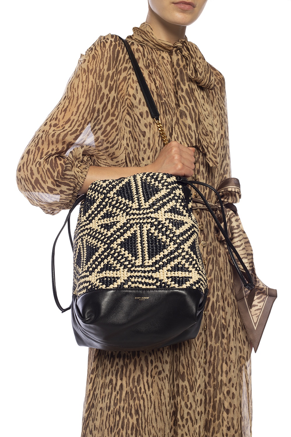 saint laurent teddy raffia bag