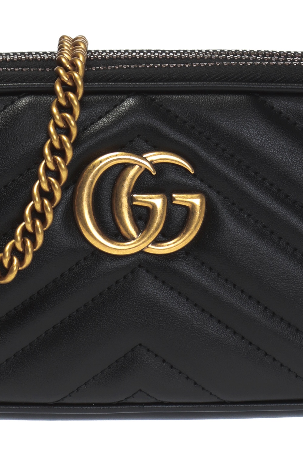 GUCCI GG Marmont Mini Chain Crossbody Bag Black 546581