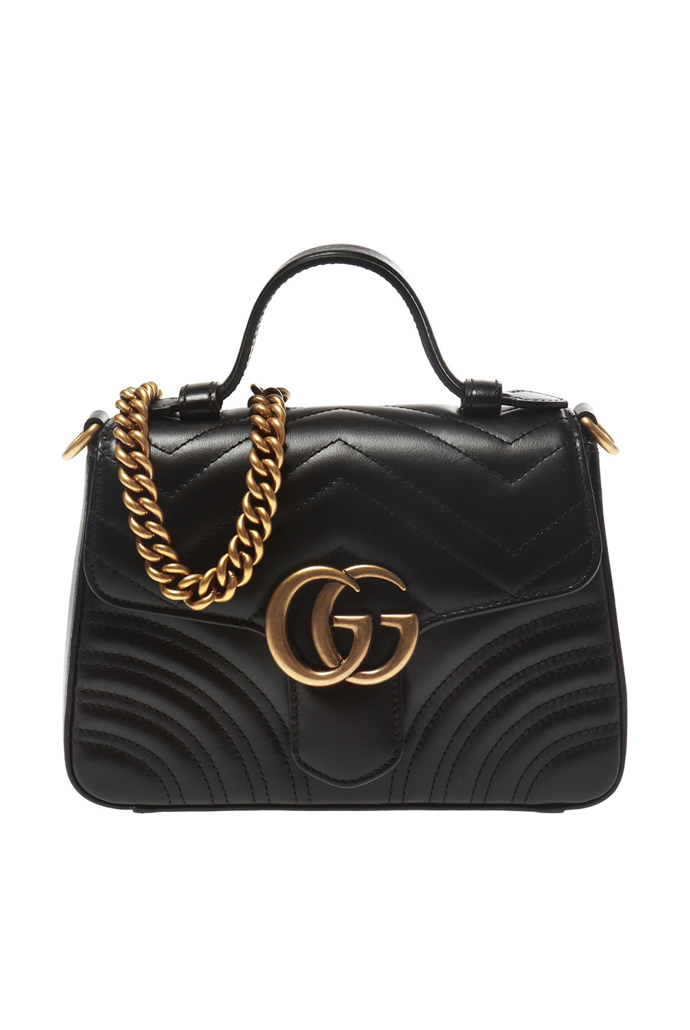 Gucci GG Marmont Medium Top Handle Shoulder Bag in Black
