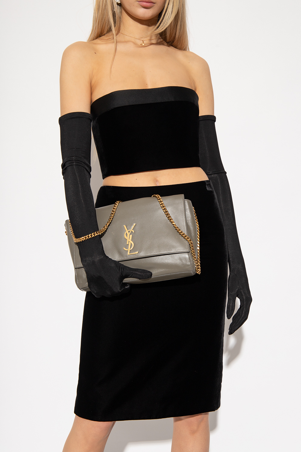 SAINT LAURENT: Kate leather bag with logo - Brown  Saint Laurent crossbody  bags 553804 0UD7W online at