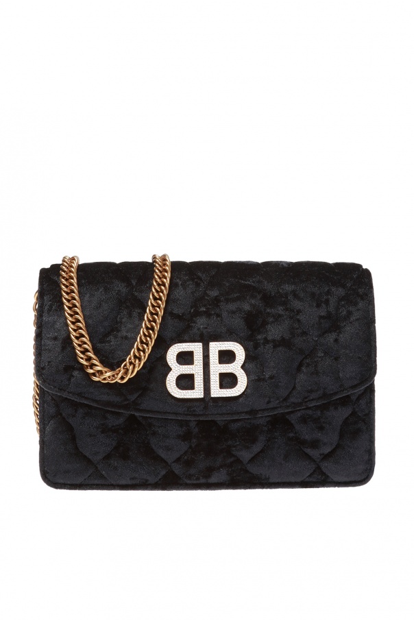 Fendi Velvet Wallet on Chain in Black