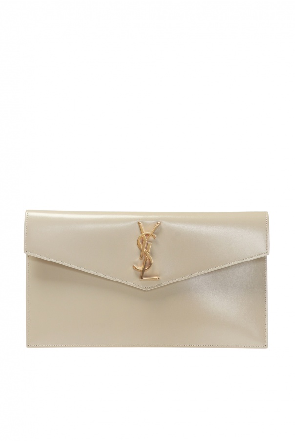 Beige 'Uptown' clutch with logo Saint Laurent - Vitkac TW