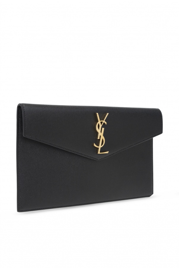 Beige 'Uptown' clutch with logo Saint Laurent - Vitkac TW