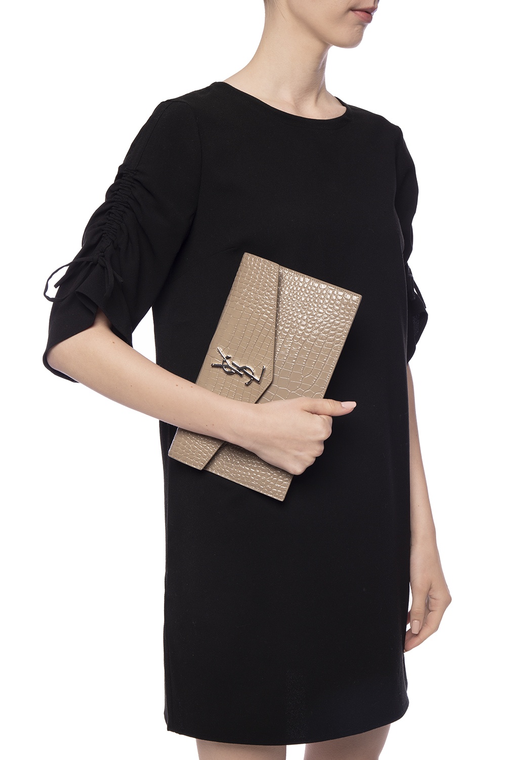 Beige 'Uptown' clutch with logo Saint Laurent - Vitkac TW