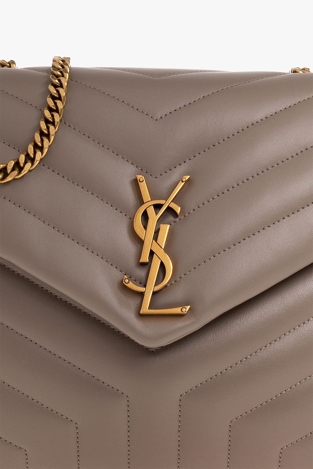 Yves Saint Laurent Cream Shearling Medium LouLou Shoulder Bag