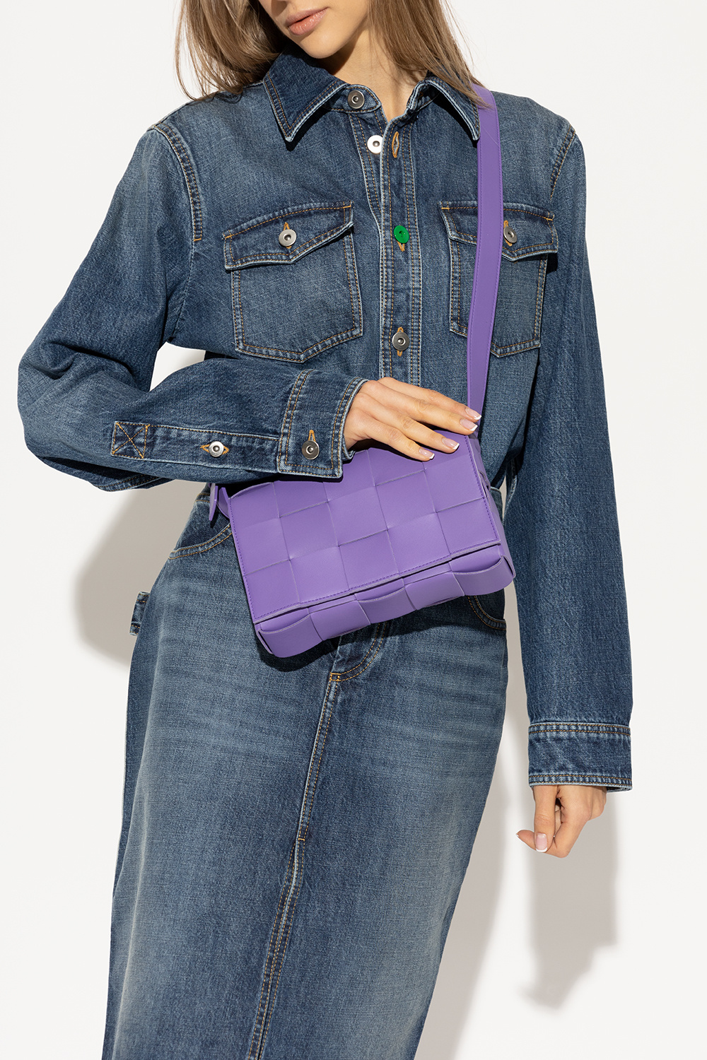 bottega Purple Veneta ‘Cassette Small’ shoulder bag