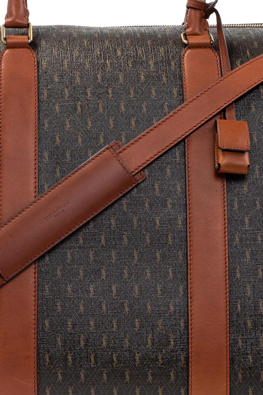 Saint Laurent - Men - Le Monogramme 48H Leather-trimmed Coated-canvas Duffle Bag Brown