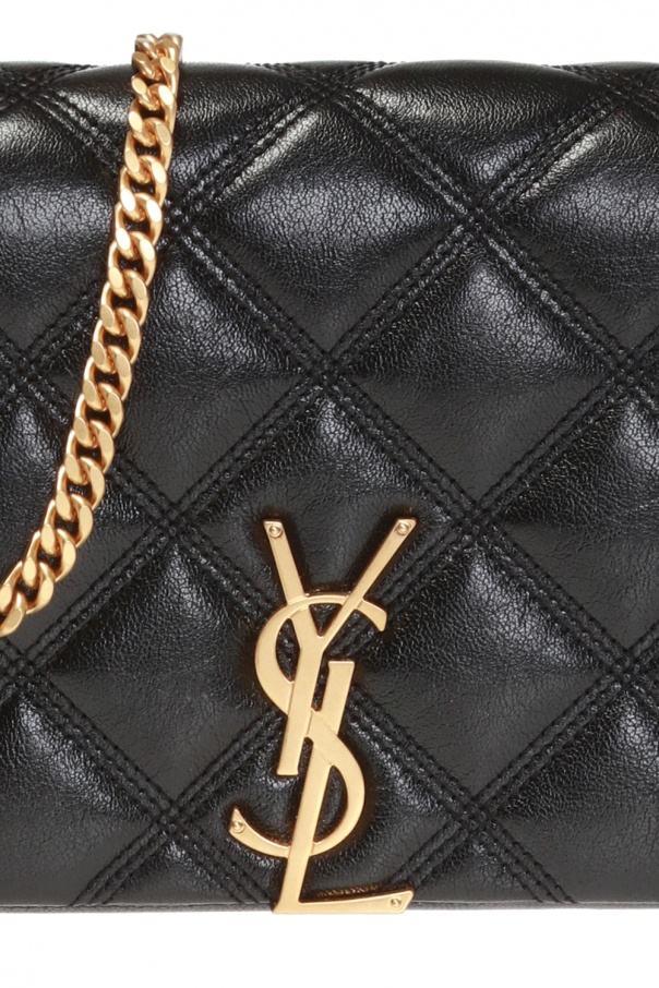 Saint Laurent Becky Mini Leather Shoulder Bag in Green