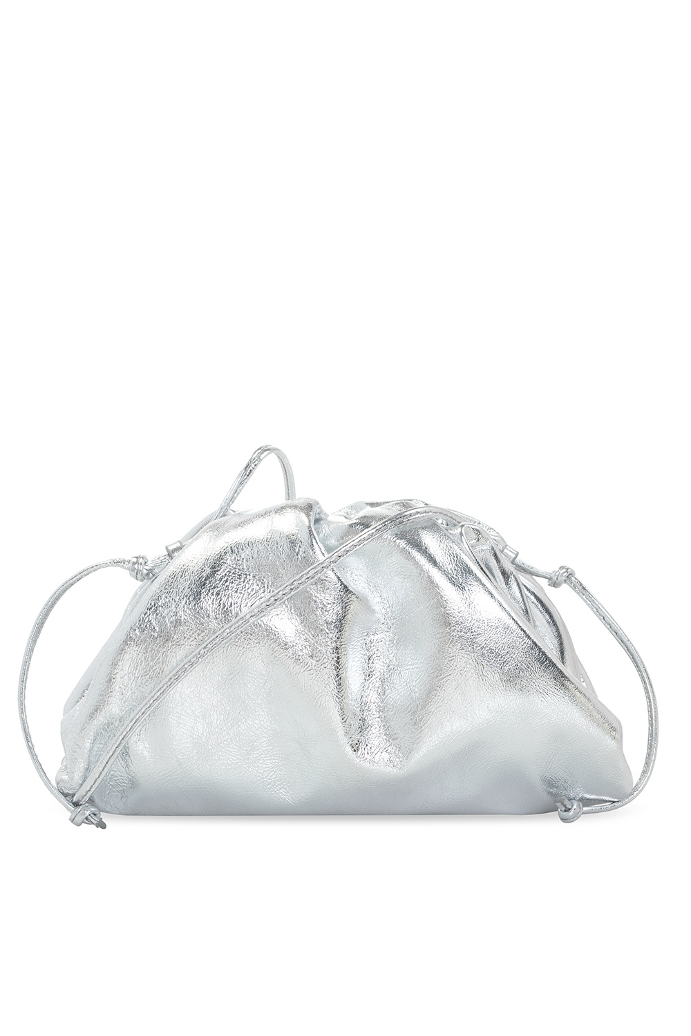 Bottega Veneta Metallic Silver Fabric Bubble Wrap The Mini Pouch Purse  Handbag