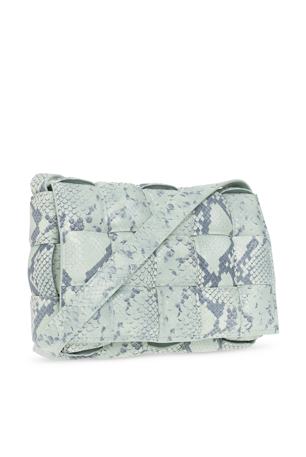 Bottega Veneta Padded Cassette Intreccio Python-Print Shoulder Bag