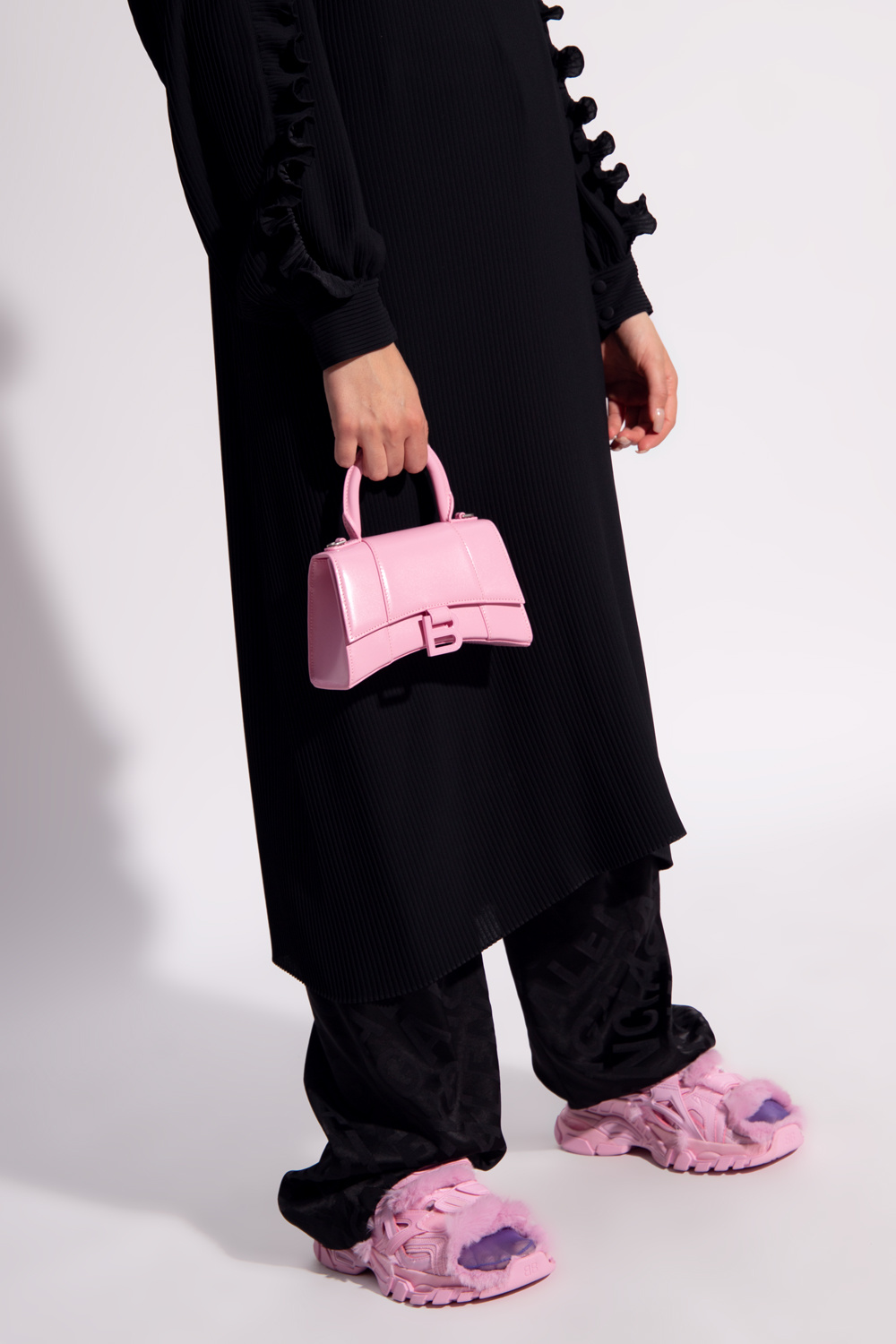 Womens Hourglass Xs Handbag Crocodile Embossed in Pink  Balenciaga NL