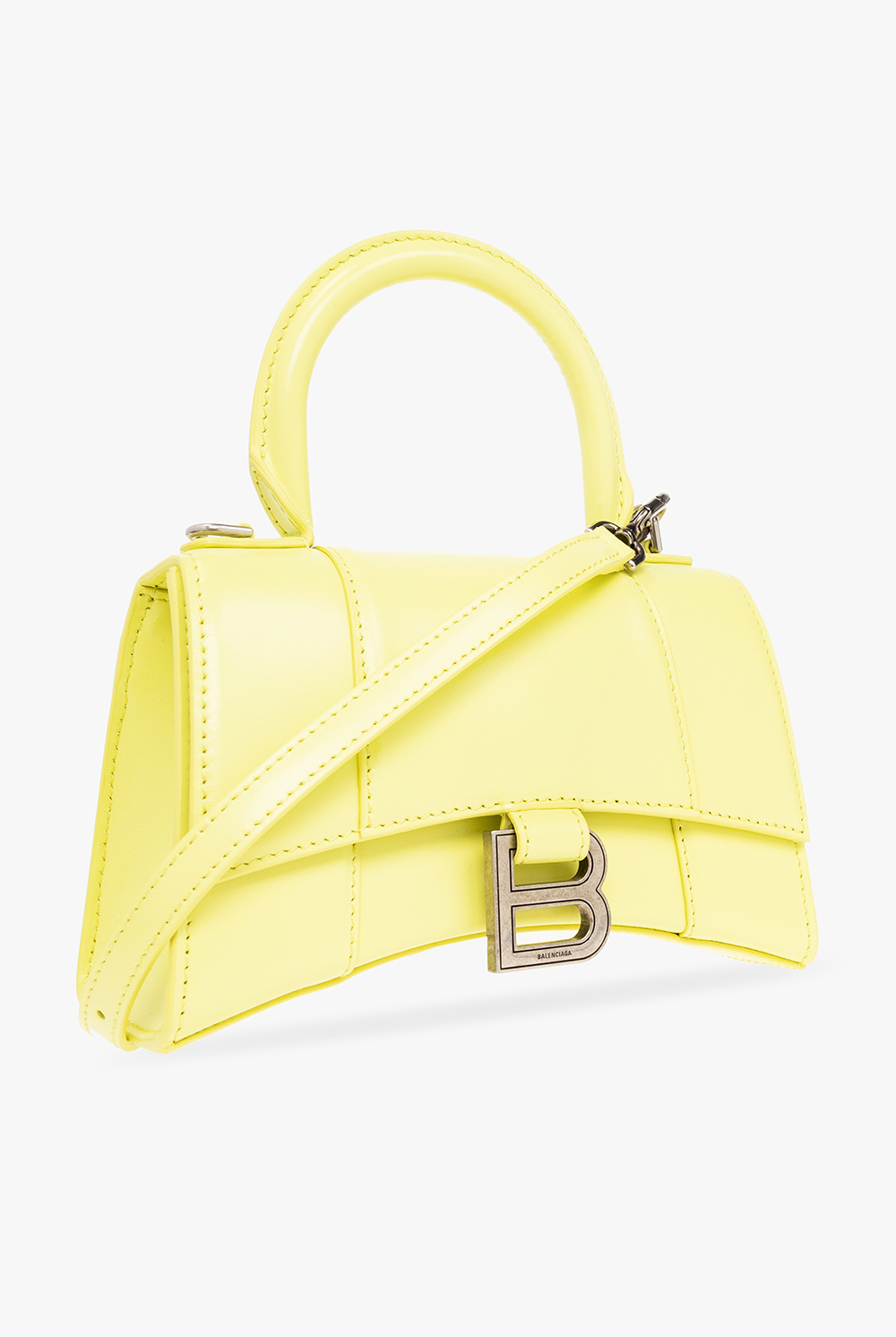 BALENCIAGA: Hourglass S crocodile print leather bag - Yellow Cream