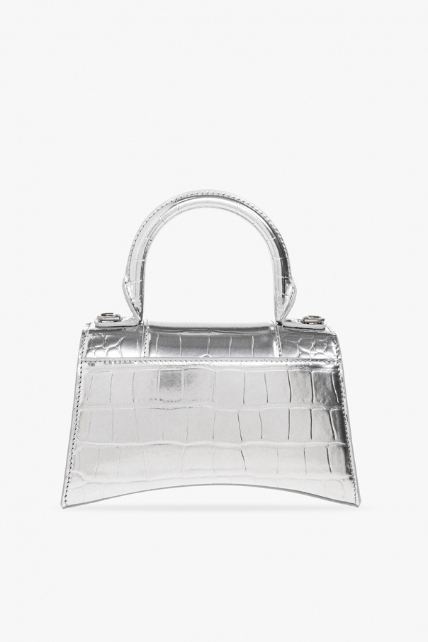Balenciaga Hourglass Xs Metallic Satchel Bag In 8110 Silver
