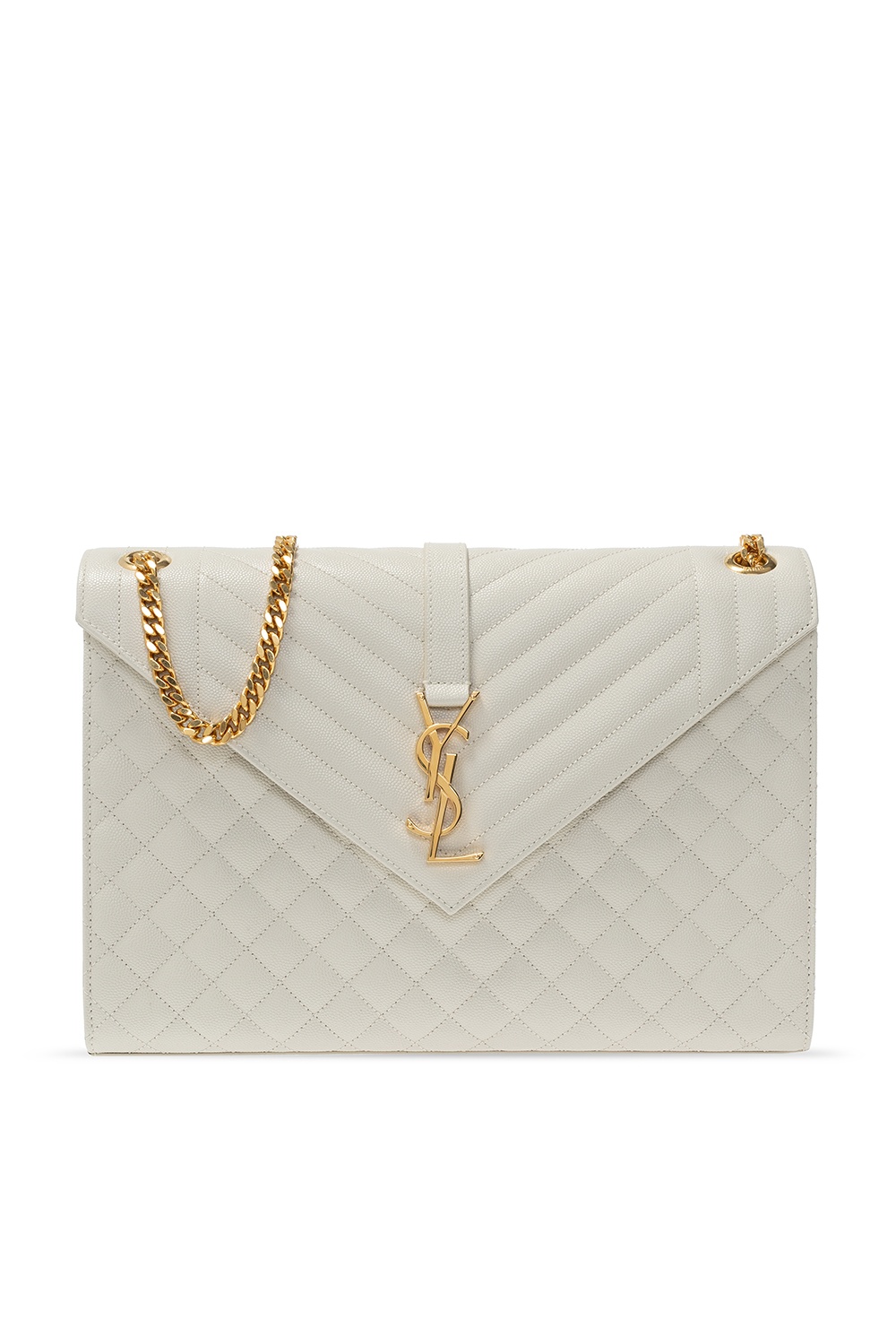 IetpShops GB - From hair and makeup to her Saint Laurent outfit - White ' Envelope' shoulder bag Saint Laurent