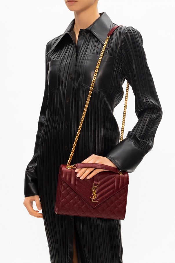 Saint Laurent Envelope Quilted Shoulder Bag Black in Calfskin