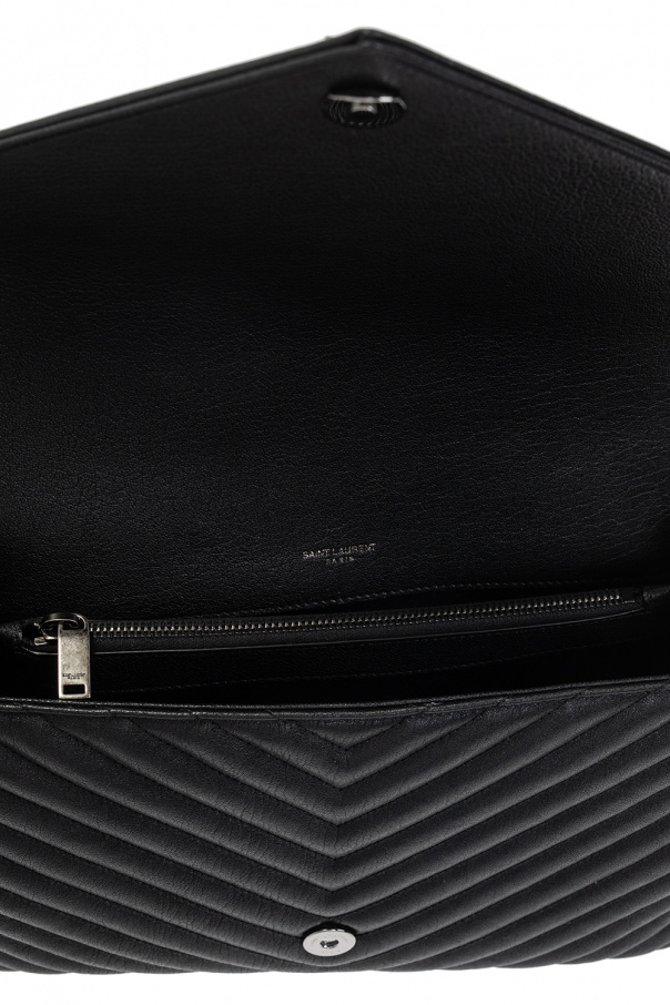 Saint Laurent Quilted Leather College Large Shoulder Bag in Black