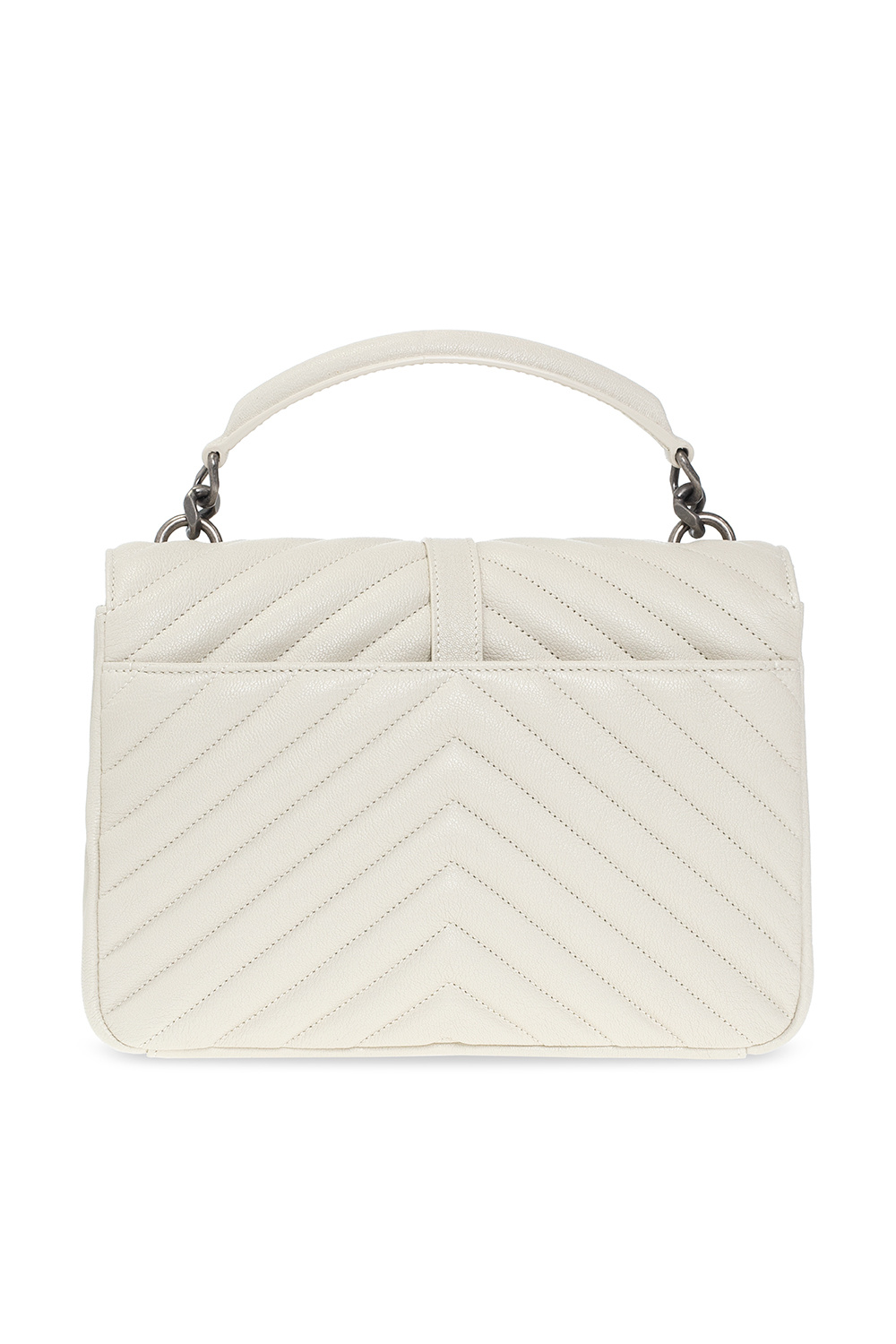 Saint Laurent Monogramme Quilted Textured-leather Pouch - Cream