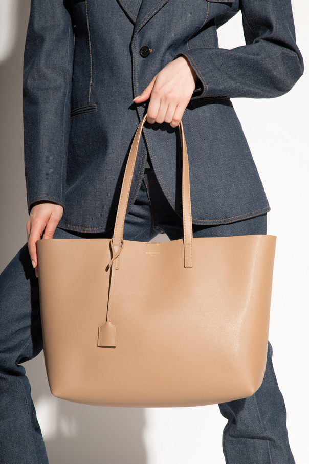 Saint Laurent East West Shopper Tote Beige Leather