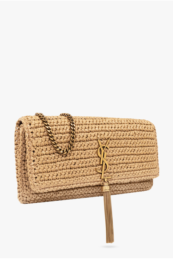 Kate 99 Raffia Shoulder Bag in Black - Saint Laurent