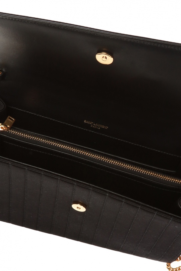 Saint Laurent Victoire Chain Bag In Crinkled Leather Black/Gold